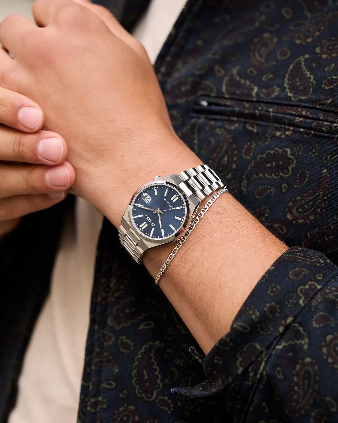 TSUYOSA 37mm Blue Dial Stainless Steel Bracelet NJ0200-50M | CITIZEN